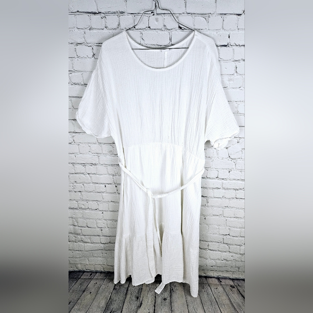 GAP | Gauzy belted partially lined tiered summer dress
